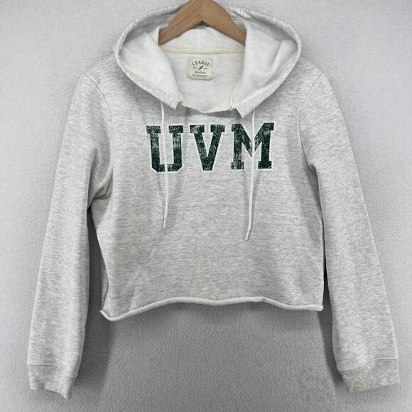 UNIVERSITY OF VERMONT Hoodie Womens M Catamounts Cropped Cutout Fleece Gray - Picture 1 of 15